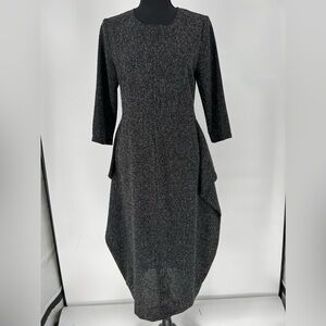 VELVET BOW BLACK WHITE FAUX TWEED LOOK DRESS‎